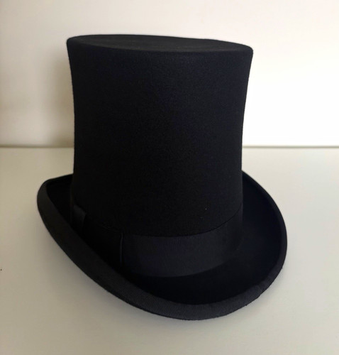 Men black silk top hat - black,
