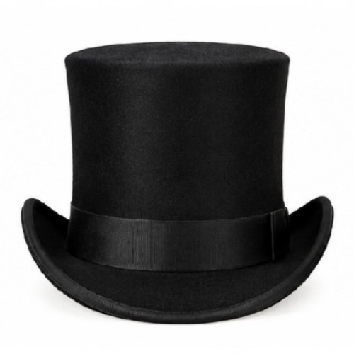 Black silk top hat - silk,