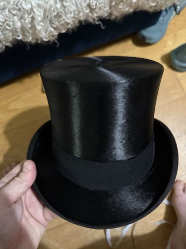 Antique silk top hat pristine - antique,