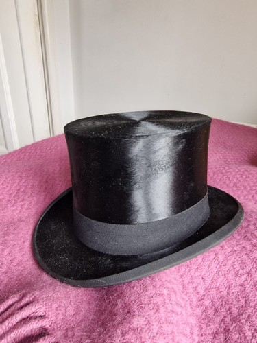 Rare antique silk top hat - top,