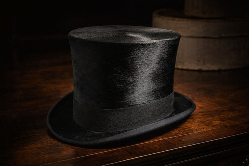 Vintage black silk top hat - black, by